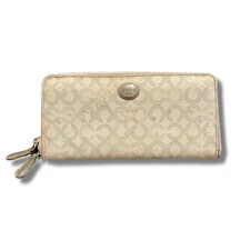 ✨Coach✨ Peyton Snow Queen Long Dual Zip Around Wallet Coated Canvas Leather Star