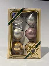 Vintage 6 Christmas Glass Ornaments by Pyramid Decorative Made in USA