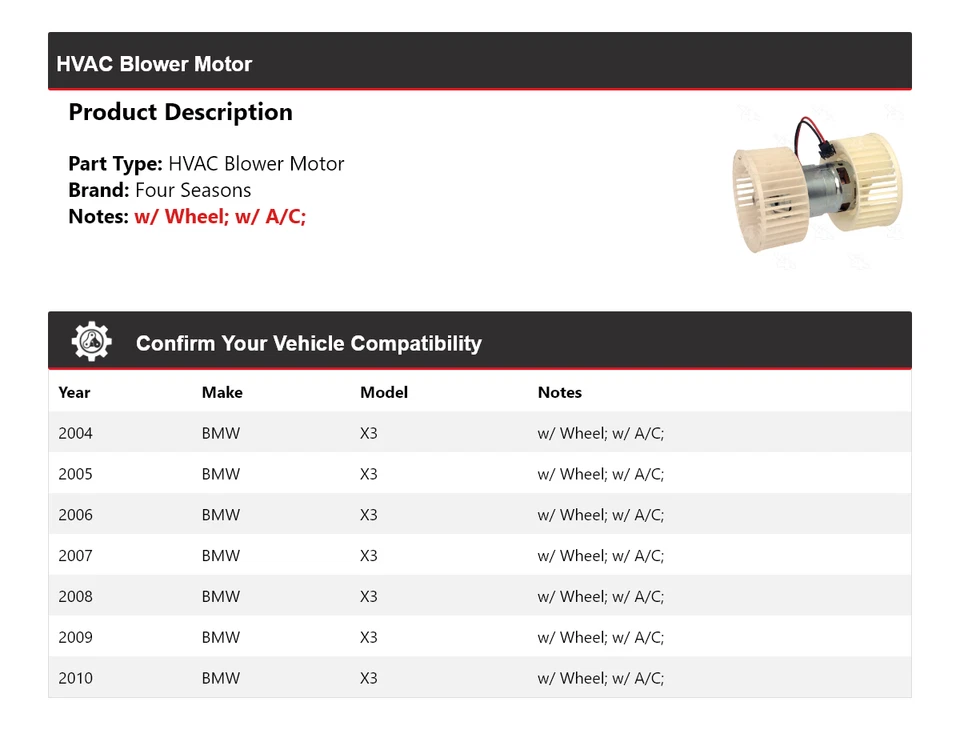 Motor soplador de climatización BMW X3 2004-2010 4 estaciones 2005 2006 2007 2008 2009 Foto 2 de 4