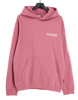 NEW NAPAPIJRI PINK ROEN LOGO PULLOVER HOODIE SWEATSHIRT SIZE SMALL