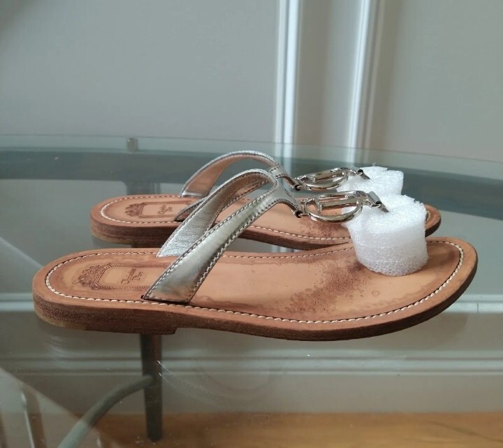 【希少】DIOR サンダル ヴィンテージ Rare Vintage Christian Dior Silver Leather Sandals CD Logo