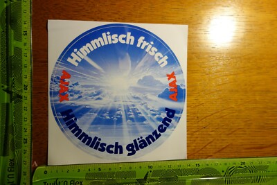 Alter Aufkleber Hygiene Reinigung Wäsche Boden Colgate Palmolive AJAX 1984