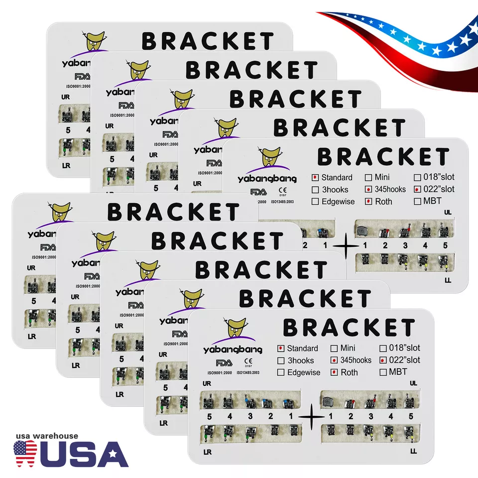 10 kits de brackets de ortodoncia dental brackets metálicos estándar Roth 022 ganchos 3-4-5 Foto 2 de 4
