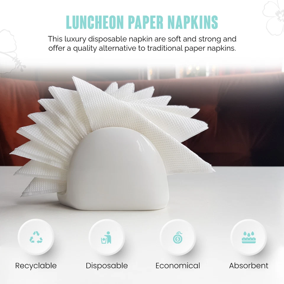 White 2-Ply Paper Dinner Napkins - 40cm 8-Fold Napkins for Events - Pack Of 2000 - Image 2 of 4