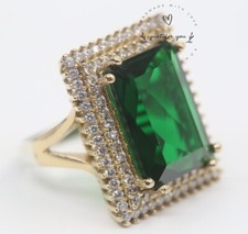 Special Handmade Ottoman Baguette Design Emerald Sterling Silver Ring