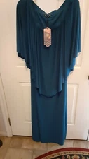 KOH KOH Womens TEAL  Flattering ADJUSTABLE  SHOULDER Cocktail Gown  Dress NEW  L