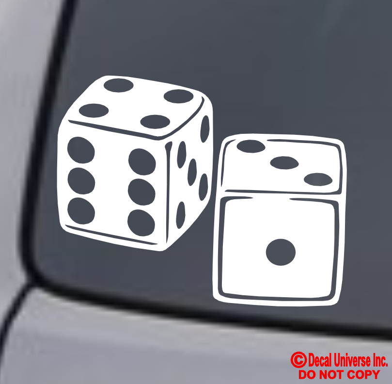 PAIR OF DICE Vinyl Decal Sticker Car Window Wall Bumper SHOOTING CRAPS
