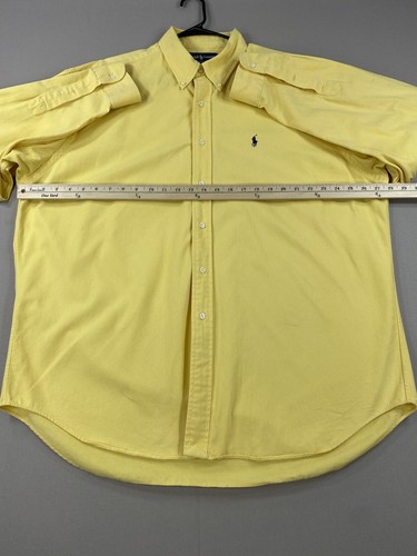Vintage Ralph Lauren Shirt Mens XL Yellow Blue Pony Button Up Long Sleeve - Picture 11 of 17