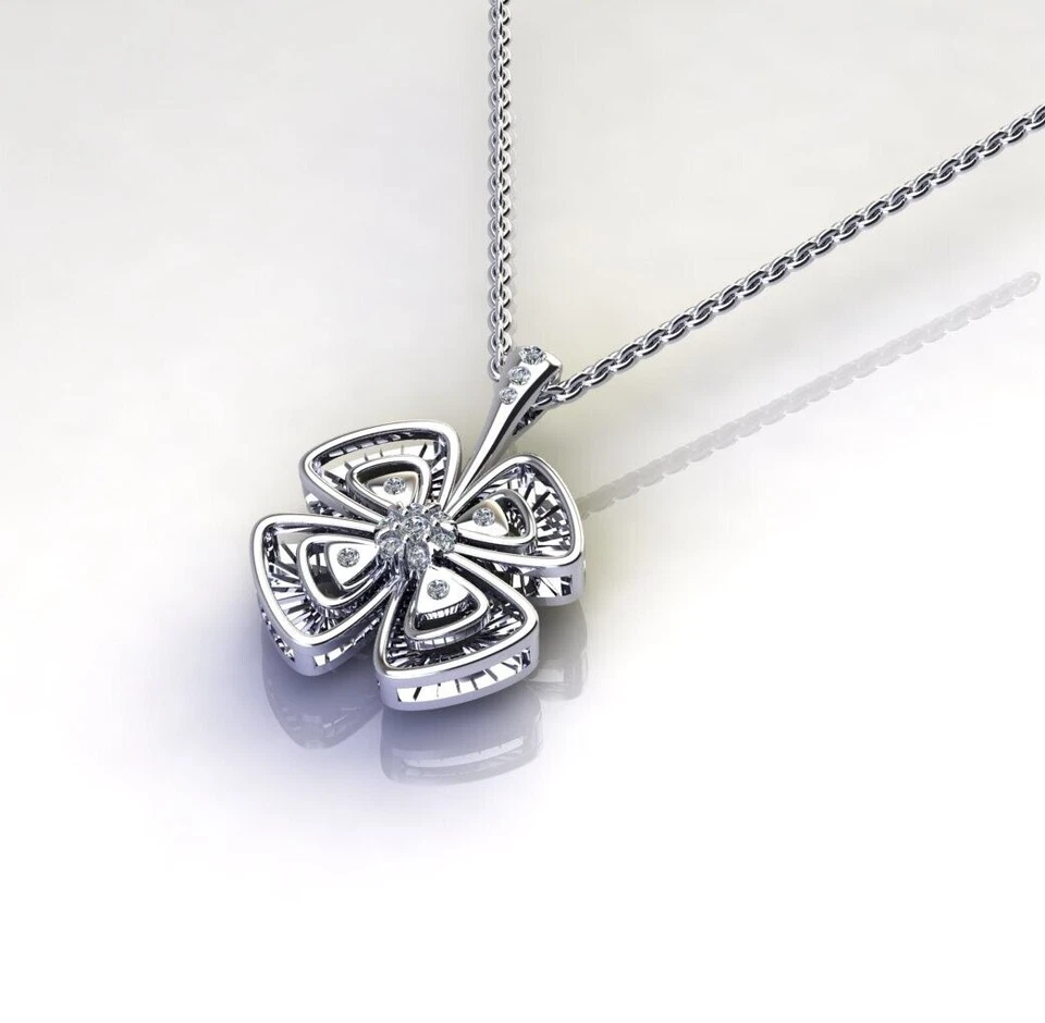 Flower Diamond Necklace (Round 0.01 cts IJ - SI2) 18Kt White Gold  - Image 2 of 4