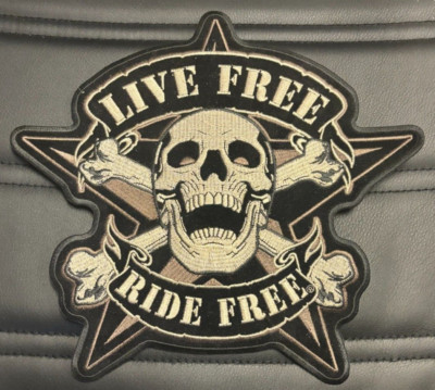 Live Free Ride Free Large Skeleton Back Patch Iron on 11 Inch | eBay