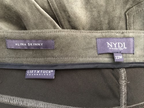 NYDJ Alina Skinny Ankle Legging W/ Slit Faux Suede Martini Olive Size 22W NWT - Picture 4 of 7