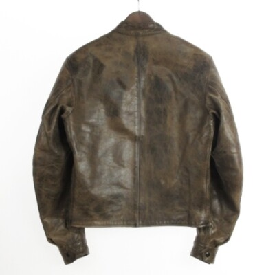 Belstaff Black Prince Single Riders Jacket Leather Cowhide Brown S