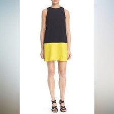 NWT Alice + Olivia Dorma Color Block Dress in Black & Lemon Size M