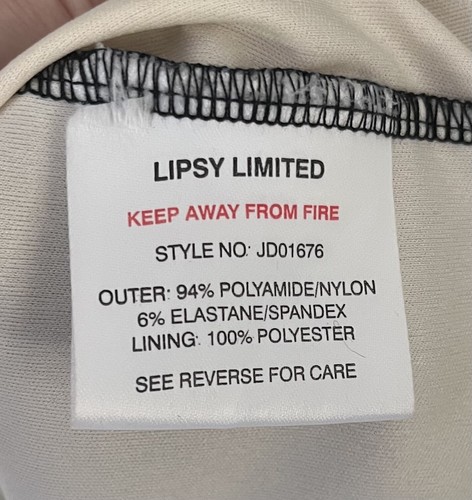 LIPSY London BLACK LACE Lined 3/4 Sleeved BODYCON DRESS STYLE JD01676, SIZE 12 - Picture 8 of 8