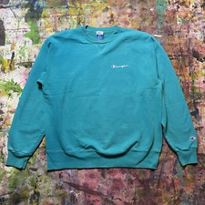 Vintage Champion Reverse Weave USA Made Crewneck Sweatshirt Teal Sweater V