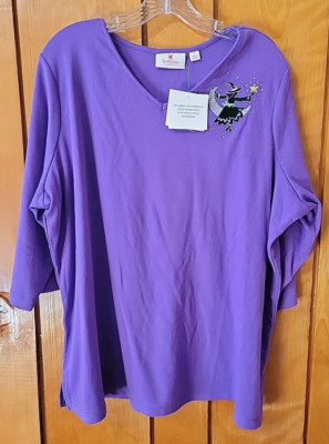 1X Quacker Factory Purple Vneck Shoulder Witch Halloween