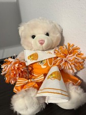 Build-A-Bear White Bear W/Pink Tinting & Pink Nose with Cheerleading Outfit