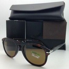 Nuovi occhiali da sole polarizzati PERSOL 649 24/57 54-20 tartaruga avana con lenti marroni