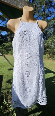 Womens Francescas Size M Lined Dress White Lace Very Nice