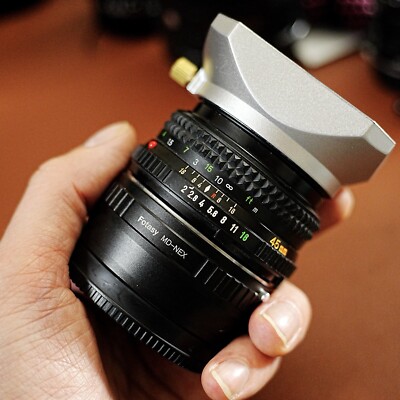Minolta MD With Hood 45mm f2 Manual Focus Adapted Sony A7CR A7R E Mount Ready