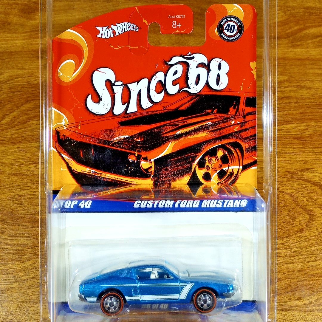 Hot Wheels Since '68 Top 40 Custom Ford Mustang Blue White Stripes