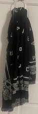 Karl Lagerfeld Paris Women Reversible Black/Silver Scarf  Wrap Size 42” X 52”