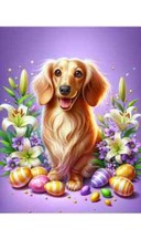 Dachshund LH Cream Easter Holiday Flag