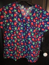 Cassandro O Christmas Holiday Scrub Top Womens V-neck Mittens Winter XLarge XL
