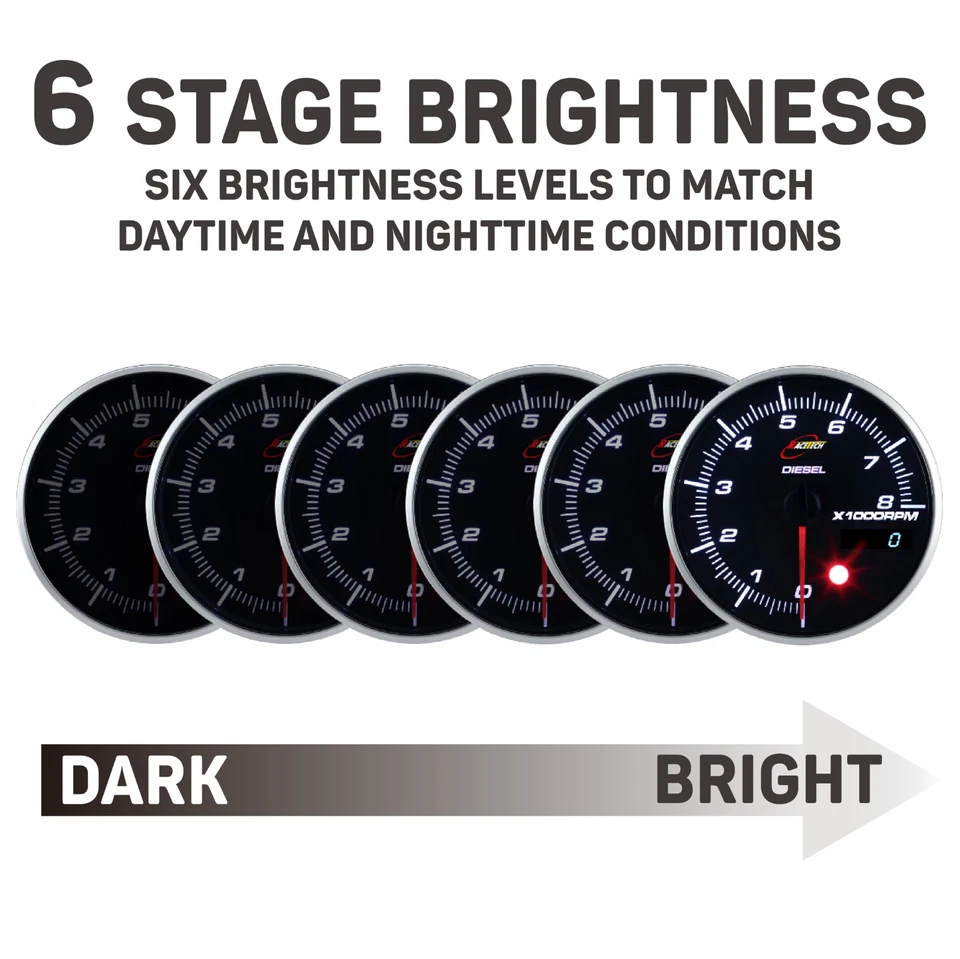 RACETECH Performance Electrical 115mm 4.53" Tachometer Warning Diesel 80000RPM - Image 3 of 4