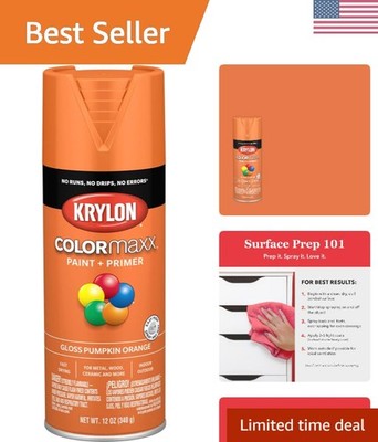 Rust Resistant 12oz Gloss Spray Paint & Primer - Pumpkin Orange for DIY Projects
