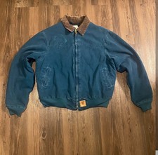 Vintage Carhartt J14 DTL Santa Fe Jacket Teal/Blue - Size L Rare Western Yoke