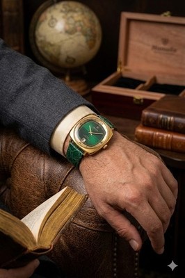 Vintage Nivada Oranus Leonardo Da Vinci Gold Bezel Automatic
