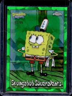 2025 Topps Chrome SpongeBob Squarepants Sapphire Green Refractor #/99