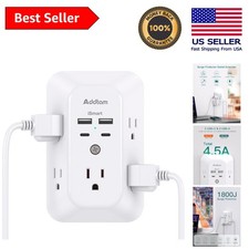 Compact Surge Protector Outlet Extender - 5 Outlets, 4 USB Ports  2 USB-C