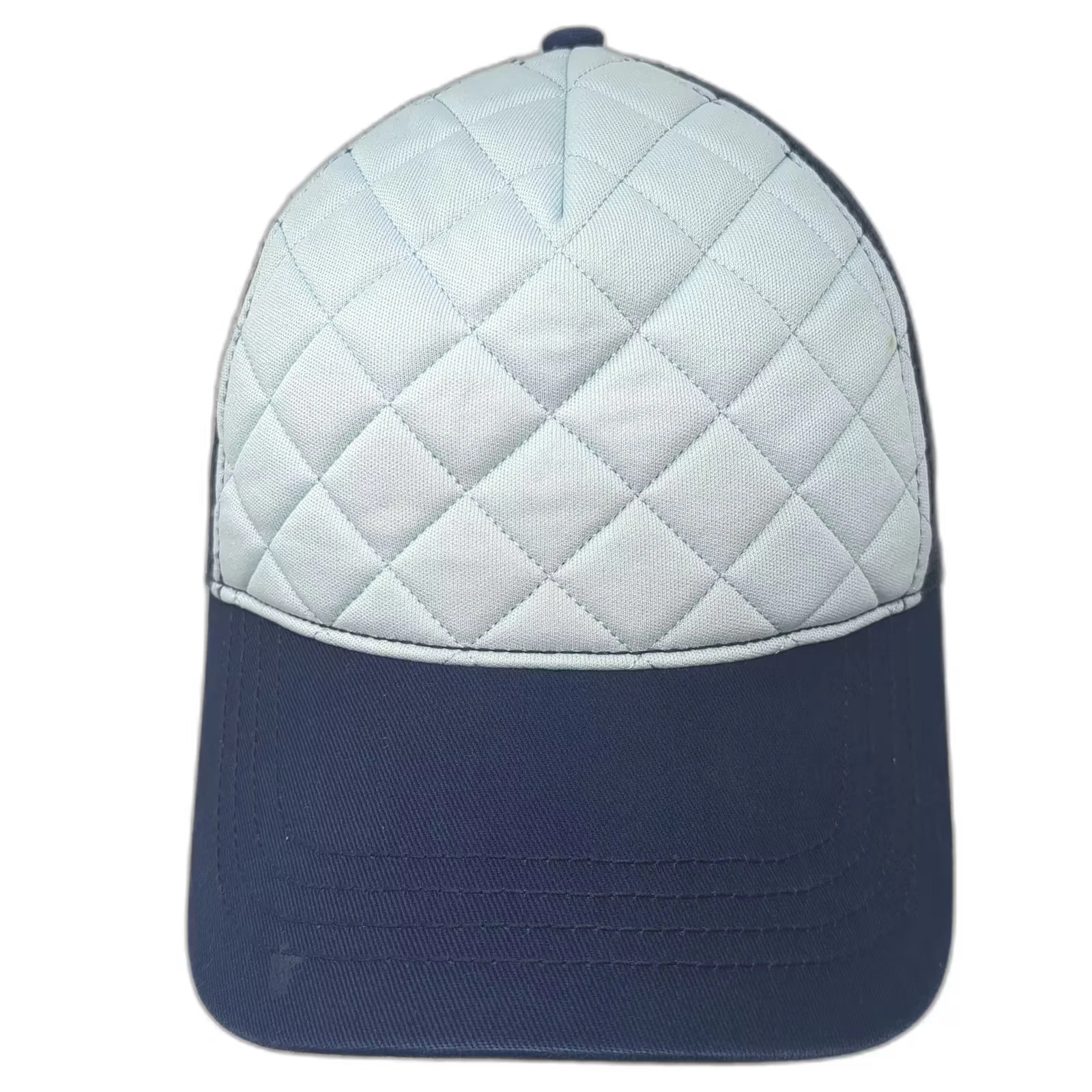 hc Trucker Hat Blue White One Size Quilted Mesh Adjustable Snapback Curved Brim