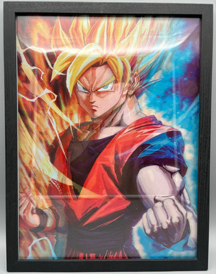 3D-Bild/Effekt-Flip-Anime-Dragon Ball-Son Goku-Super Saiyajin-30x40cm-mit Rahmen