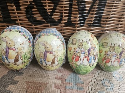 Vintage STIL BEATRIX POTTER OSTERN Pappmaché EIER 2 X2 DESIGNS - 4 EIER