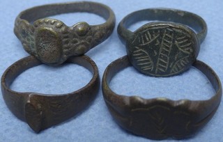 Lot of 4 Ancient Bronze Rings