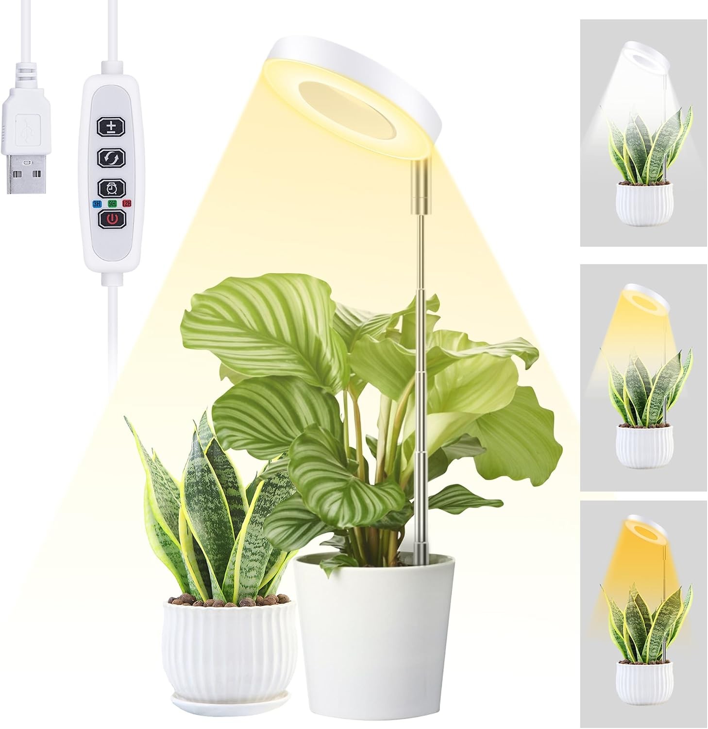 48 LED Full Spectrum Plant Grow Light with Timer 3/9/12H, 10 Brightness