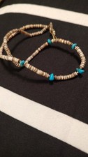 Vintage Turquoise Nugget & Heishi Olive Shell 16” Santo Domingo Choker Necklace