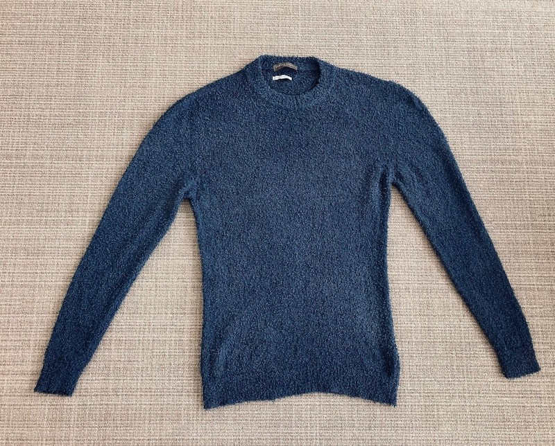 Daniele Fiesoli Italy cotton blue pullover crew sweater Zanone L bouclé large