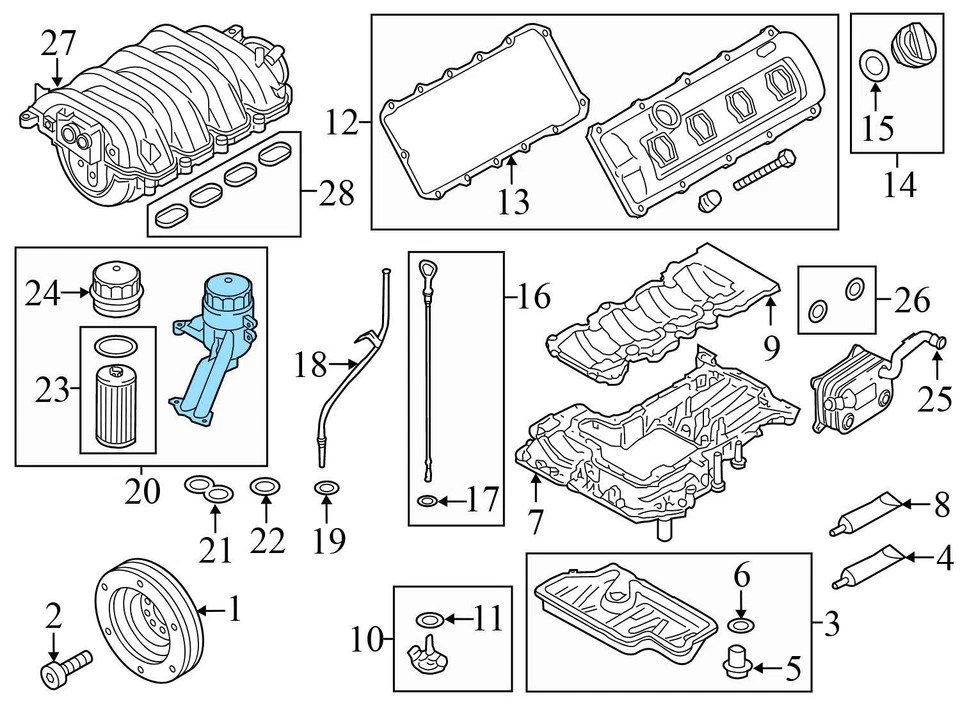 2011-2017 VW TOUAREG - корпус масляного фильтра двигателя / адаптер 079115401AA - Изображение 4 из 4