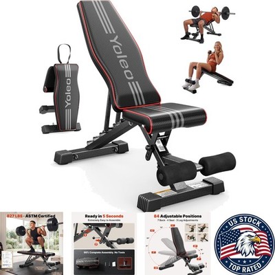 98% Pre-Assembled Adjustable Gym Bench with 84 Positions - Wide Seat for Comfort