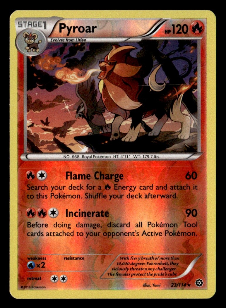 Pyroar Rare Reverse Holo XY - Steam Siege 23/114 NM Pokémon TCG