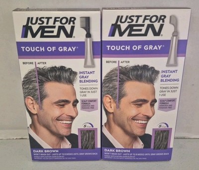 JUST FOR MEN Comb in Hair Color T-45 Dark Brown Touch of Gray - 2 Boxes