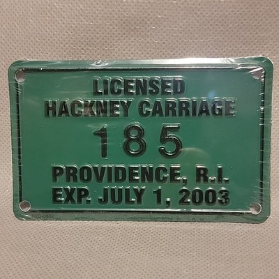 Providence R.I. Hackney Carriage Licensed # 185 ~2003 ~ Never Used, In Plastic.