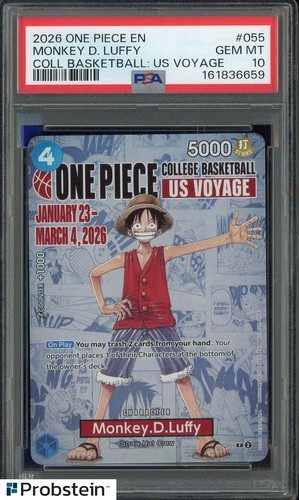 2026 One Piece EN College Basketball US Voyage #055 Monkey D Luffy PSA 10