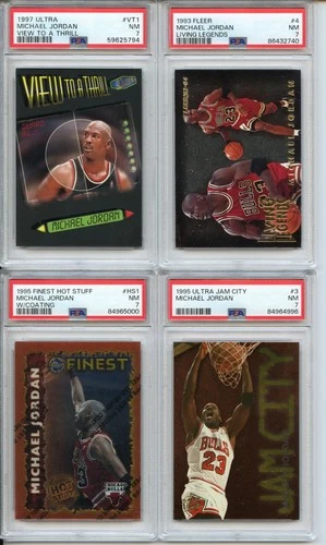 13 CARD PSA 7 MICHAEL JORDAN 1990S INSERT LOT ULTRA FINEST FLEER E-X2000 HOLOJAM