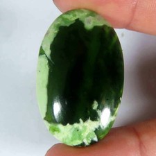 30.40Cts.100 Natural Super Chrome Chalcedony Oval Cab 20x32x6mm Top Gemstone