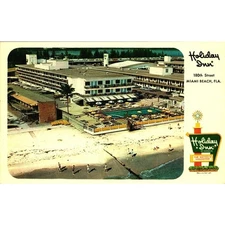 Postcard Florida Miami Holiday Inn Hotel and Pool Aeria View Chrome